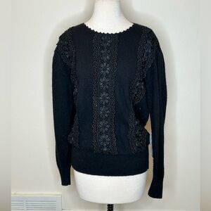 Vintage Santoria Black Angora Blend Sweater Beaded Size M NWT